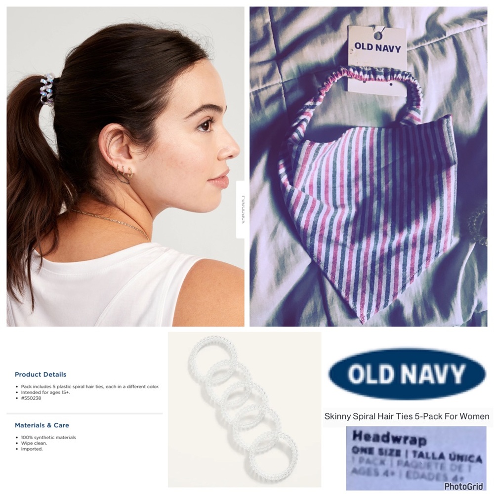 🌟🌟🌟Old Navy Hair accessories bundle head wrap & spiral hair ties NWT